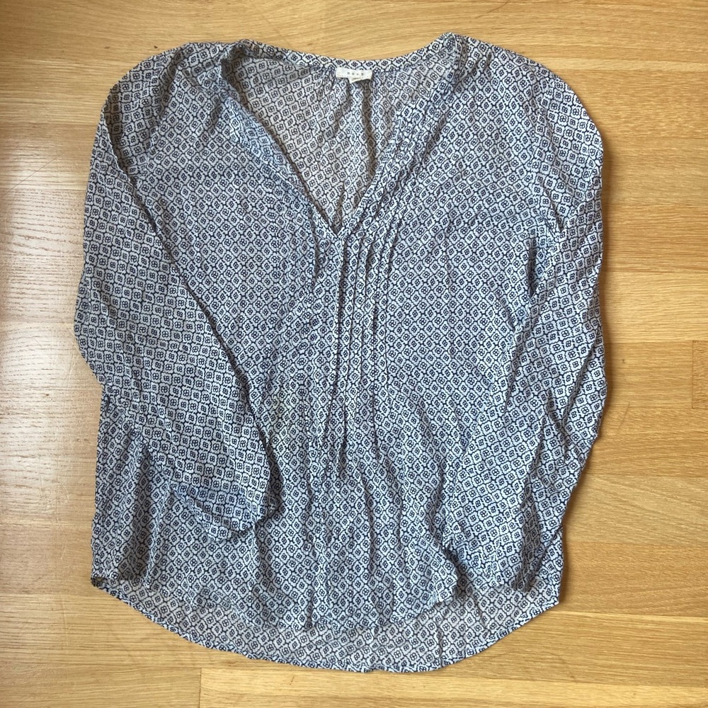 Joie Blue Diamond Pattern Blouse